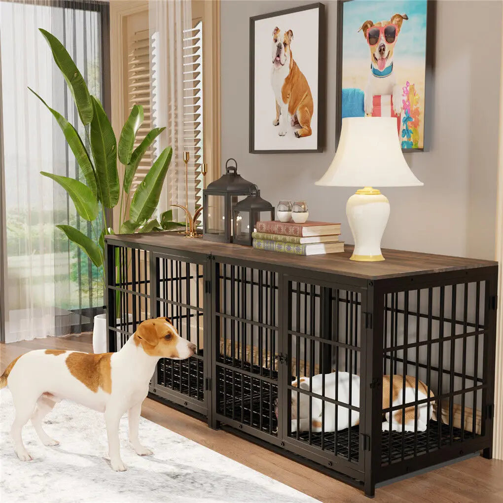 BINGOPAW Wooden Dog Crate Furniture With Metal Frame
