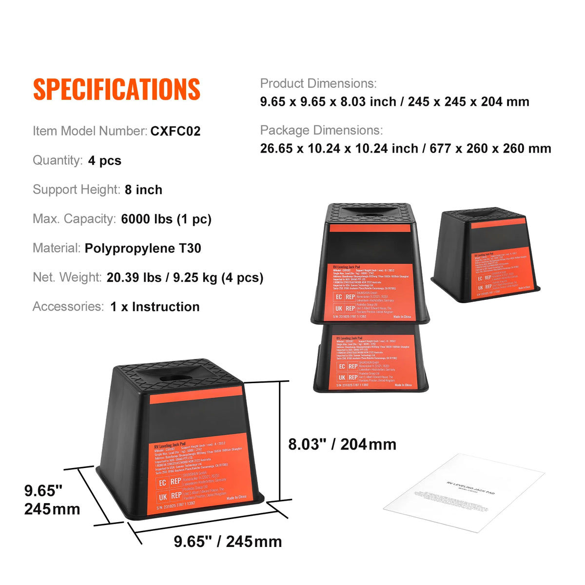 SucceBuy Rubber RV Leveling Pads Round Camper Jack Stabilizers