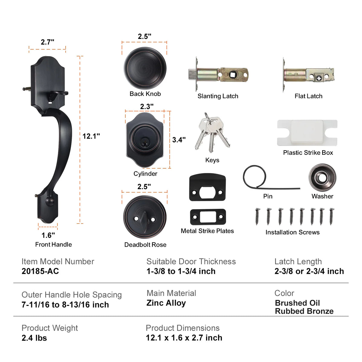 SucceBuy Front Door Handleset With Deadbolt And Interior Knob Lock
