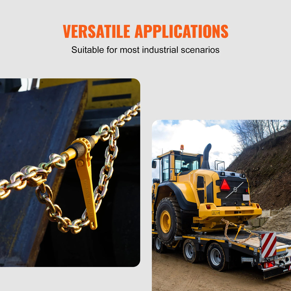Industrial Ratchet Chain Load Binder With Dual Hooks For Truck Hauling
