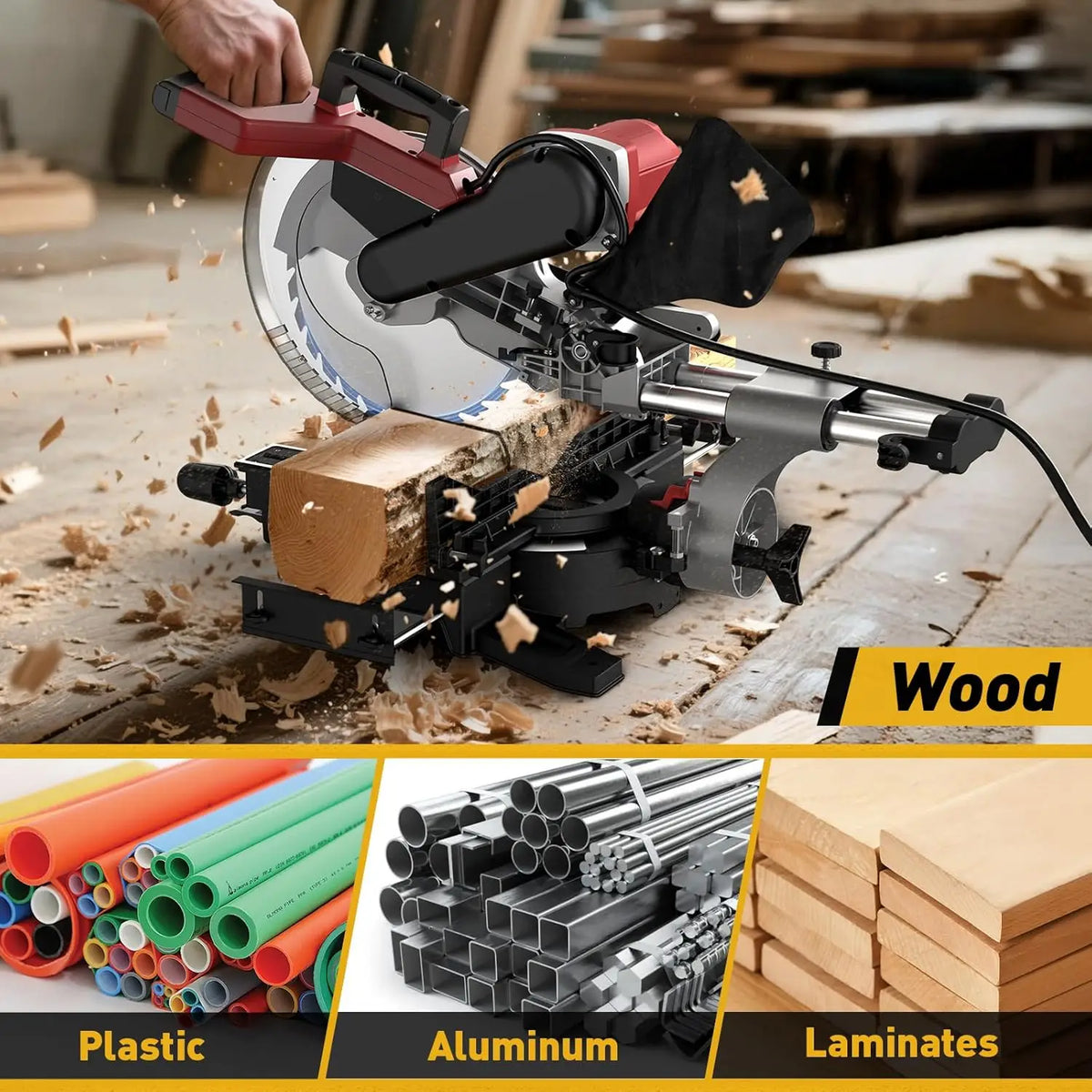 Marvtool Sliding Compound Miter Saw For Precision Cutting Power