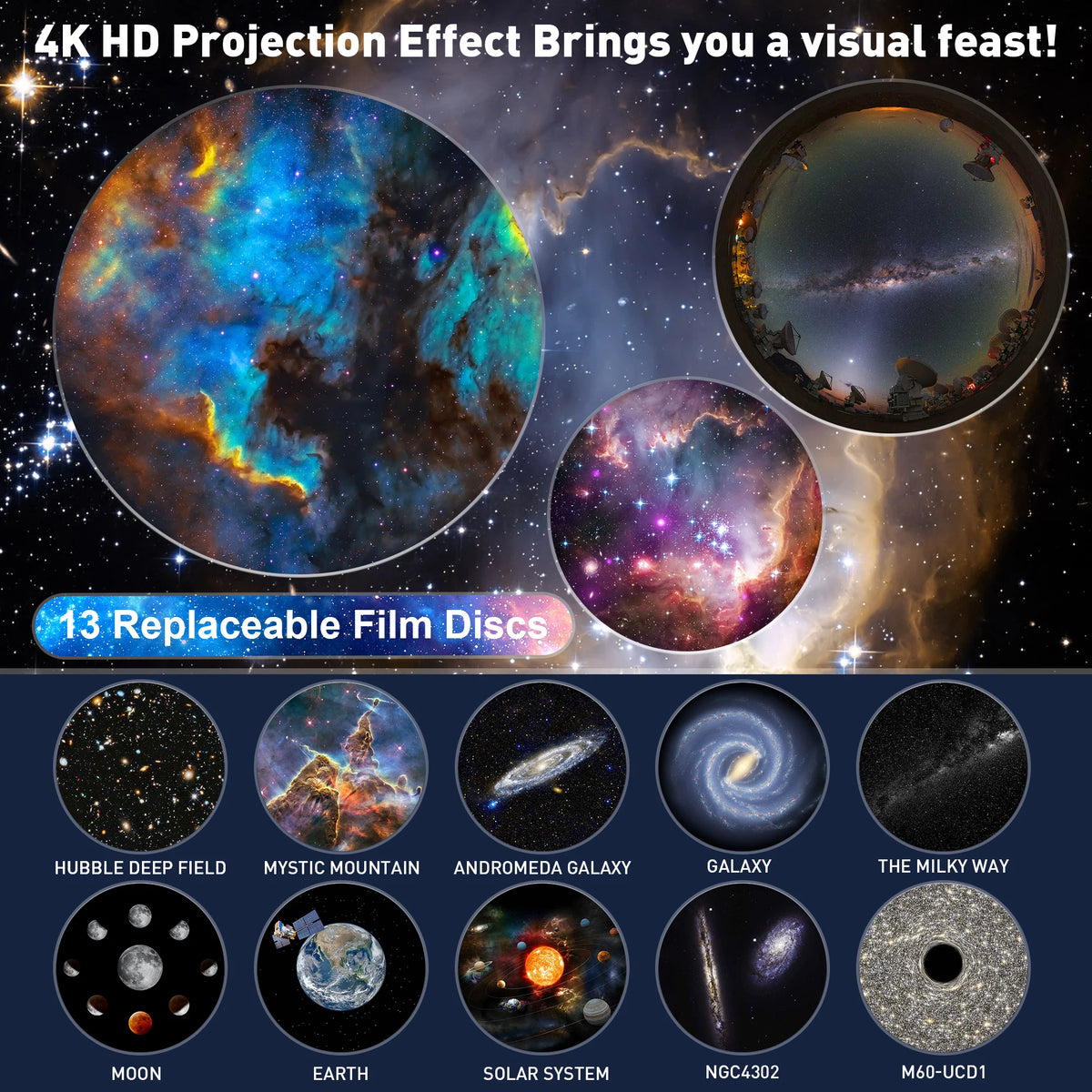 Aiopp Galaxy Projector Night Light With Realistic Stars And Planets