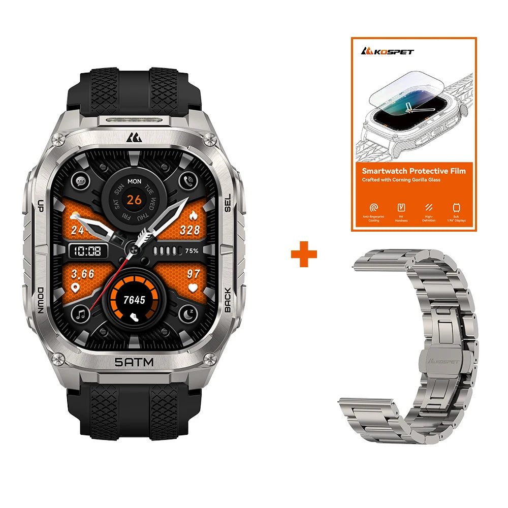 KOSPET Tank M4C GPS Smartwatch With Flashlight And Health Tracking