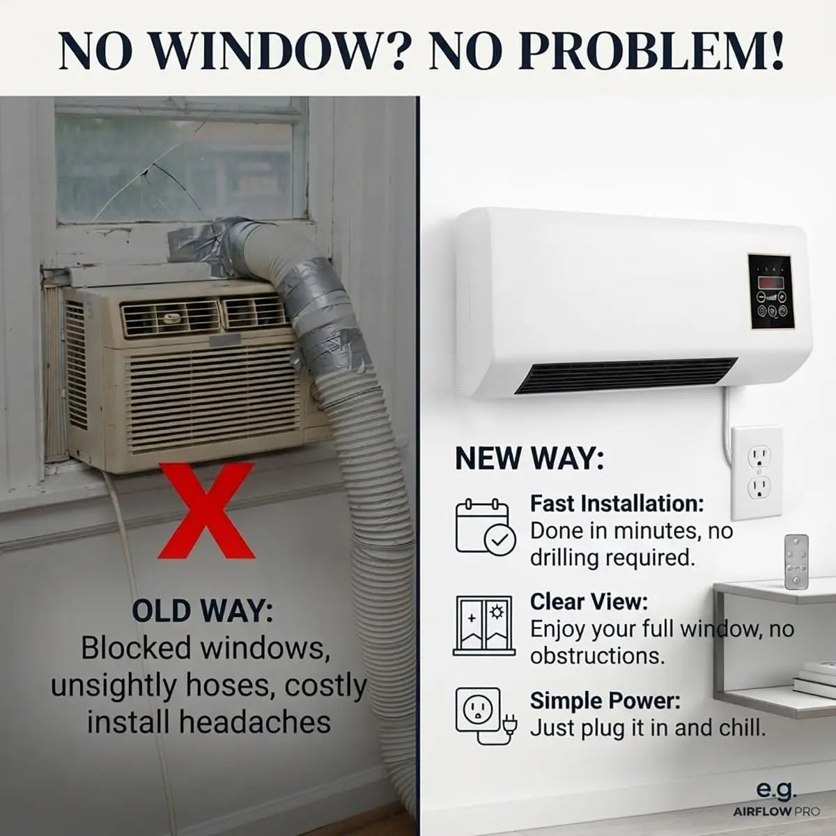 Wall Mounted 2-in-1 Heater And Air Conditioner Fan With Remote
