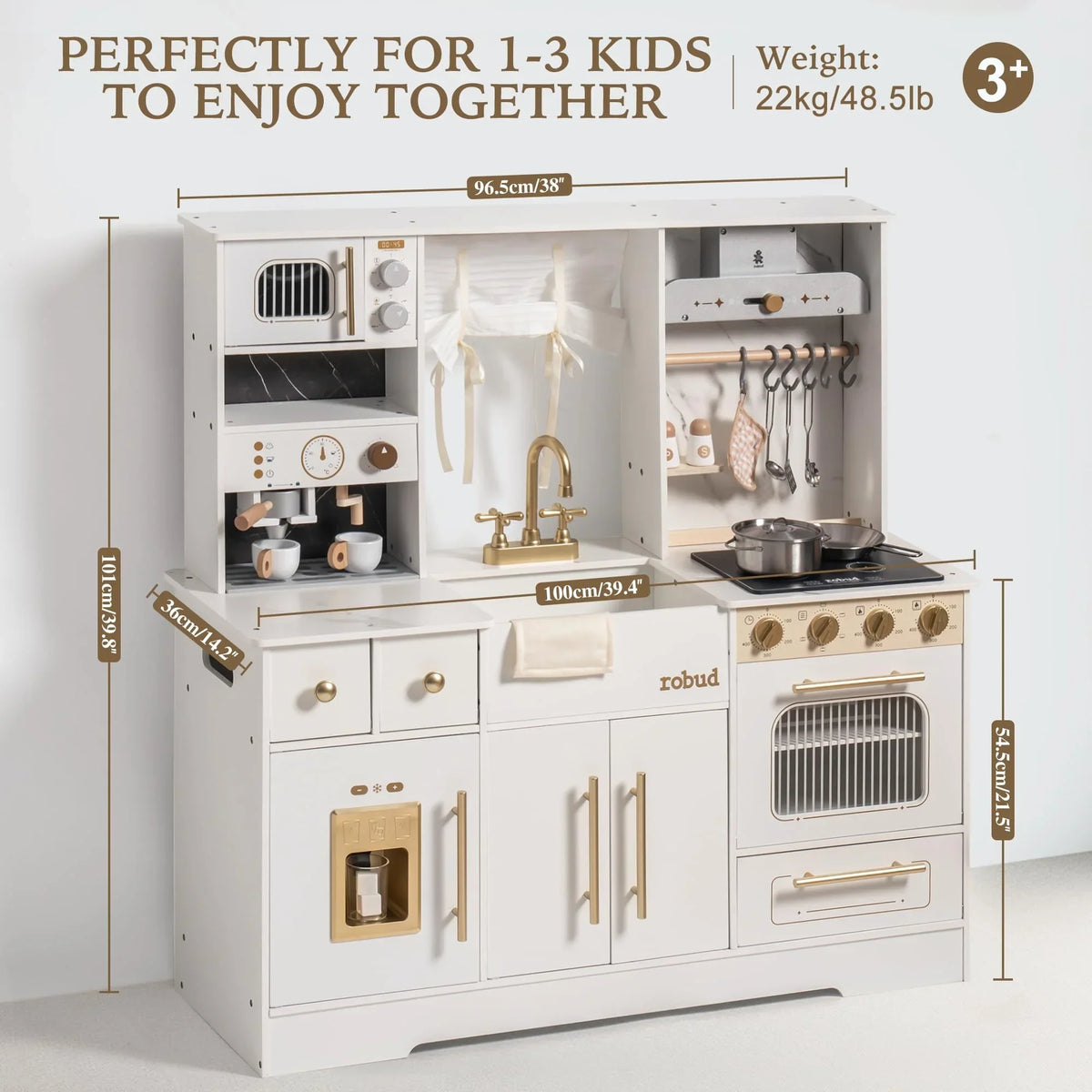 Robotime Wooden Kitchen Playset With Sink And Cookware Accessories