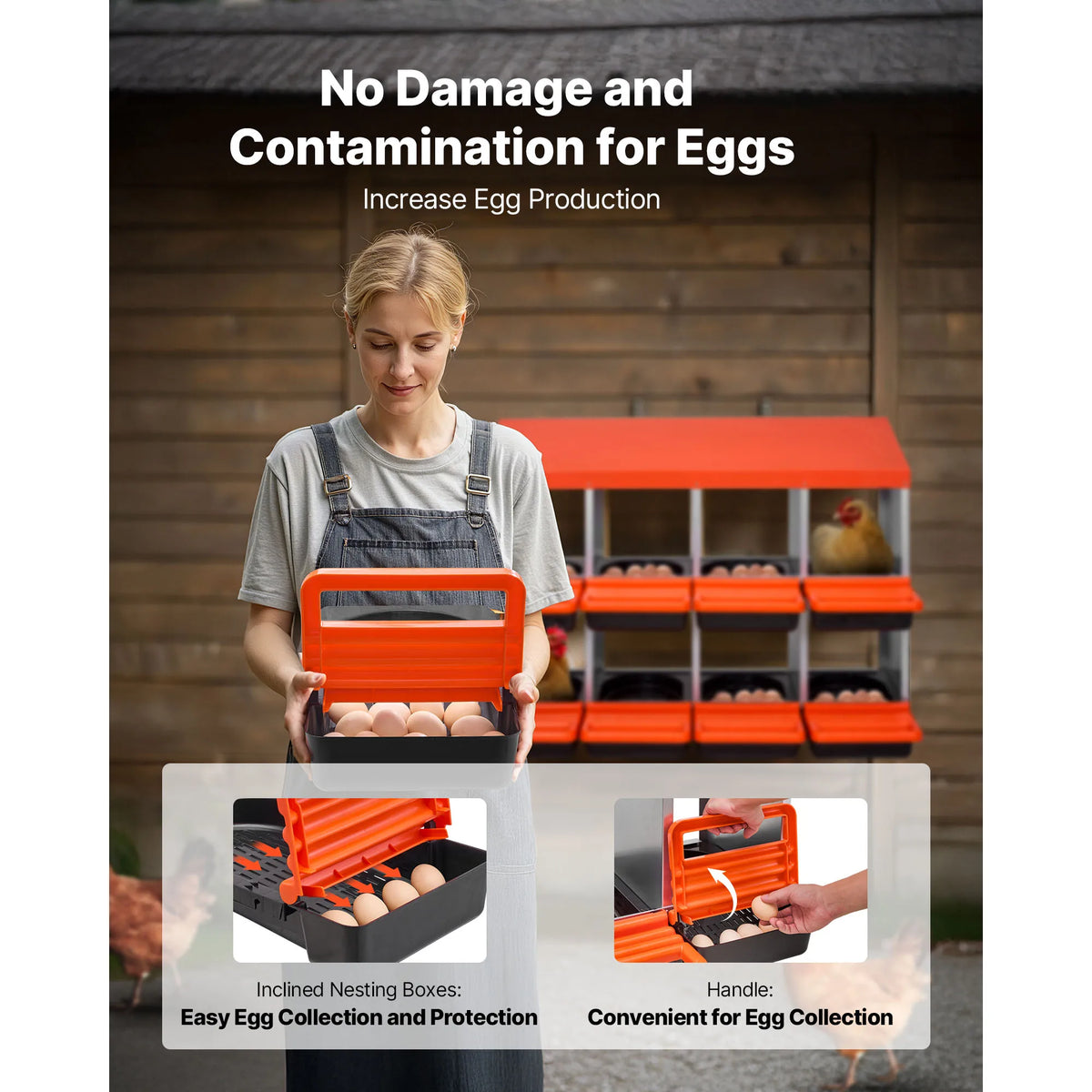 SucceBuy Metal Chicken Nesting Boxes With Roll Out Egg Collection Lids