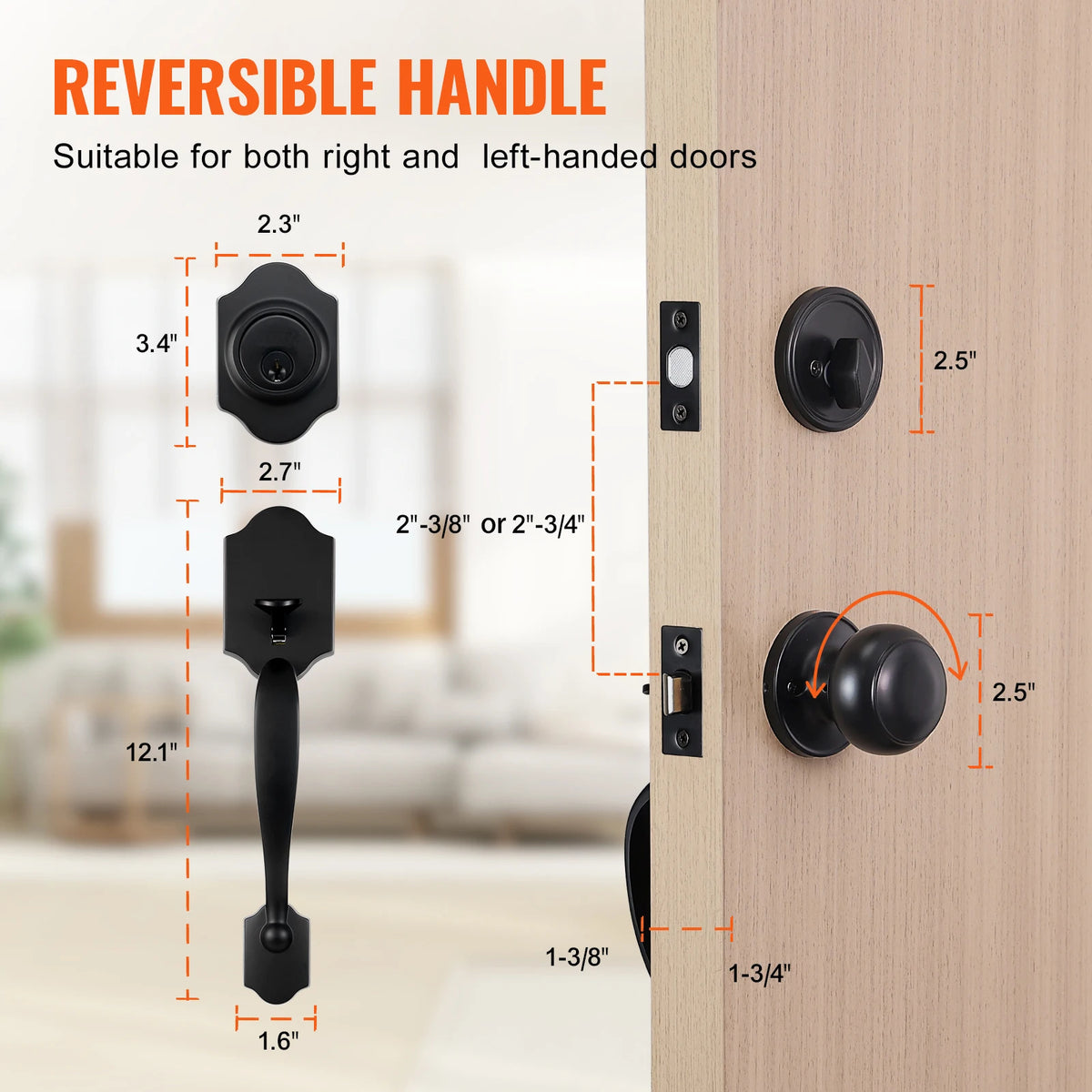 SucceBuy Front Door Handleset With Deadbolt And Interior Knob Lock