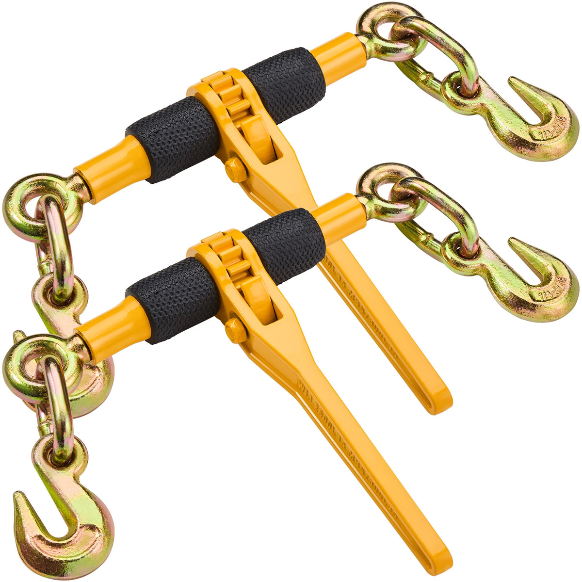 Industrial Ratchet Chain Load Binder With Dual Hooks For Truck Hauling