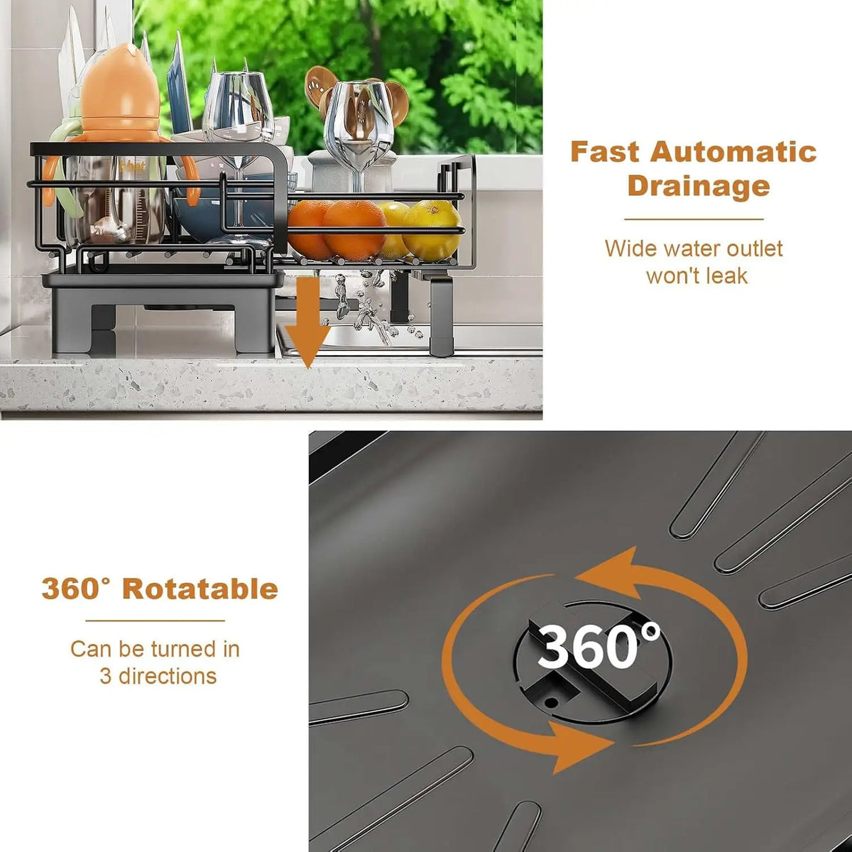 Garvee Two Tier Stainless Steel Dish Rack With Drain Board