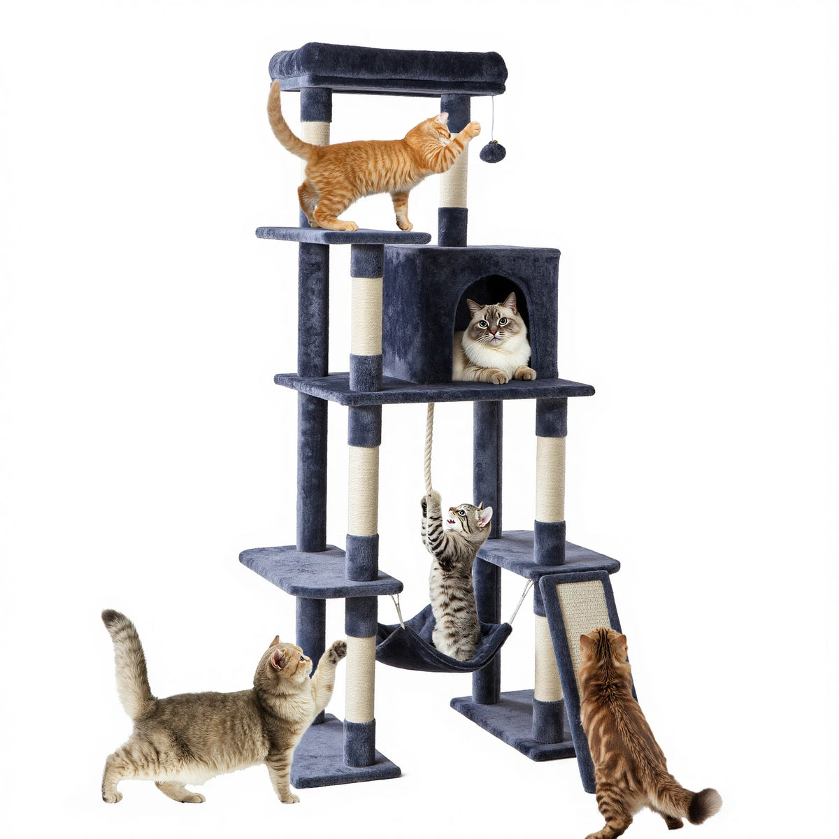 MCQ Sturdy Cat Tree Tower Featuring Sisal Posts And Condo