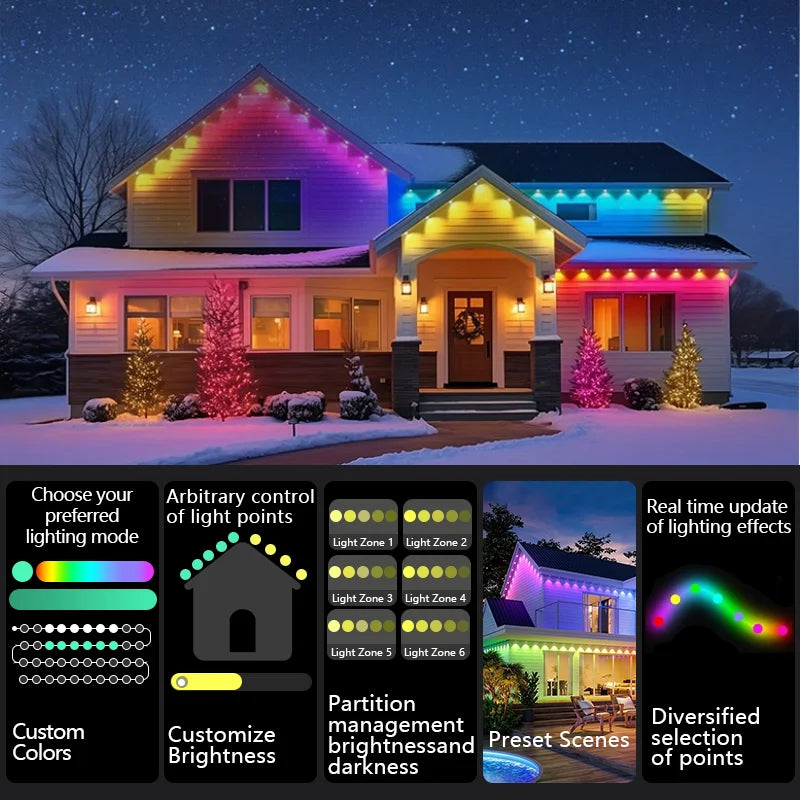 MIMIRGB Smart RGBIC Permanent Outdoor Lights With Scene Modes