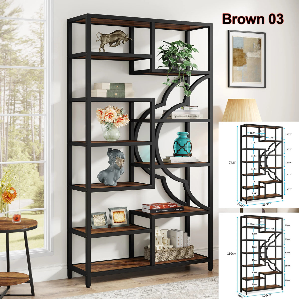 Tribesigns Industrial Etagere Bookshelf Five Tier Display Storage Organizer