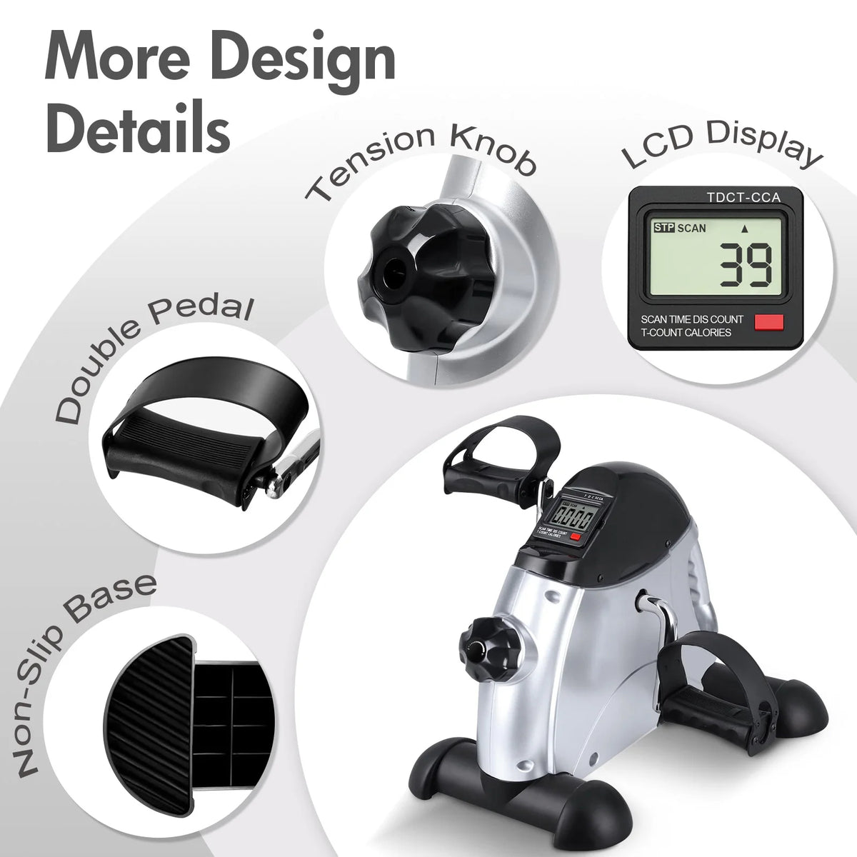 Mini Under Desk Pedal Exerciser Bike With Digital LCD Display