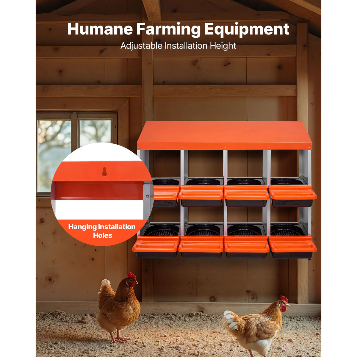 SucceBuy Metal Chicken Nesting Boxes With Roll Out Egg Collection Lids