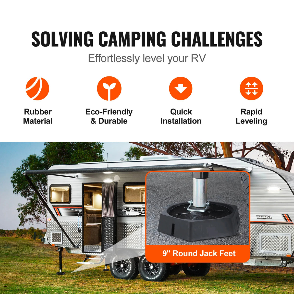 SucceBuy Rubber RV Leveling Pads Round Camper Jack Stabilizers
