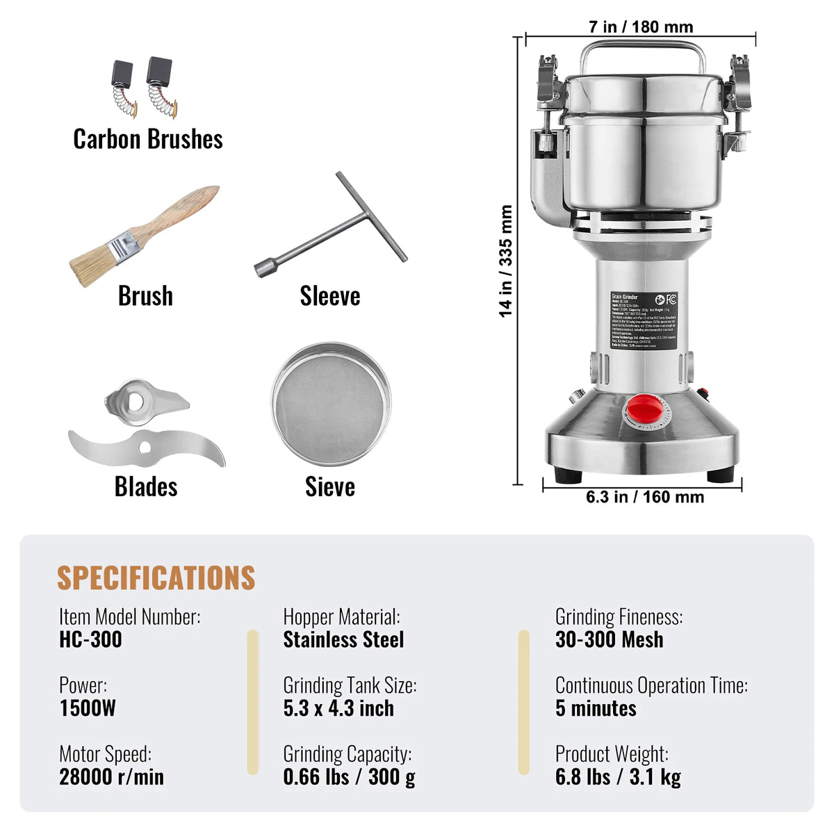 SucceBuy Commercial Electric Grain Mill Grinder For Herbs And Grains