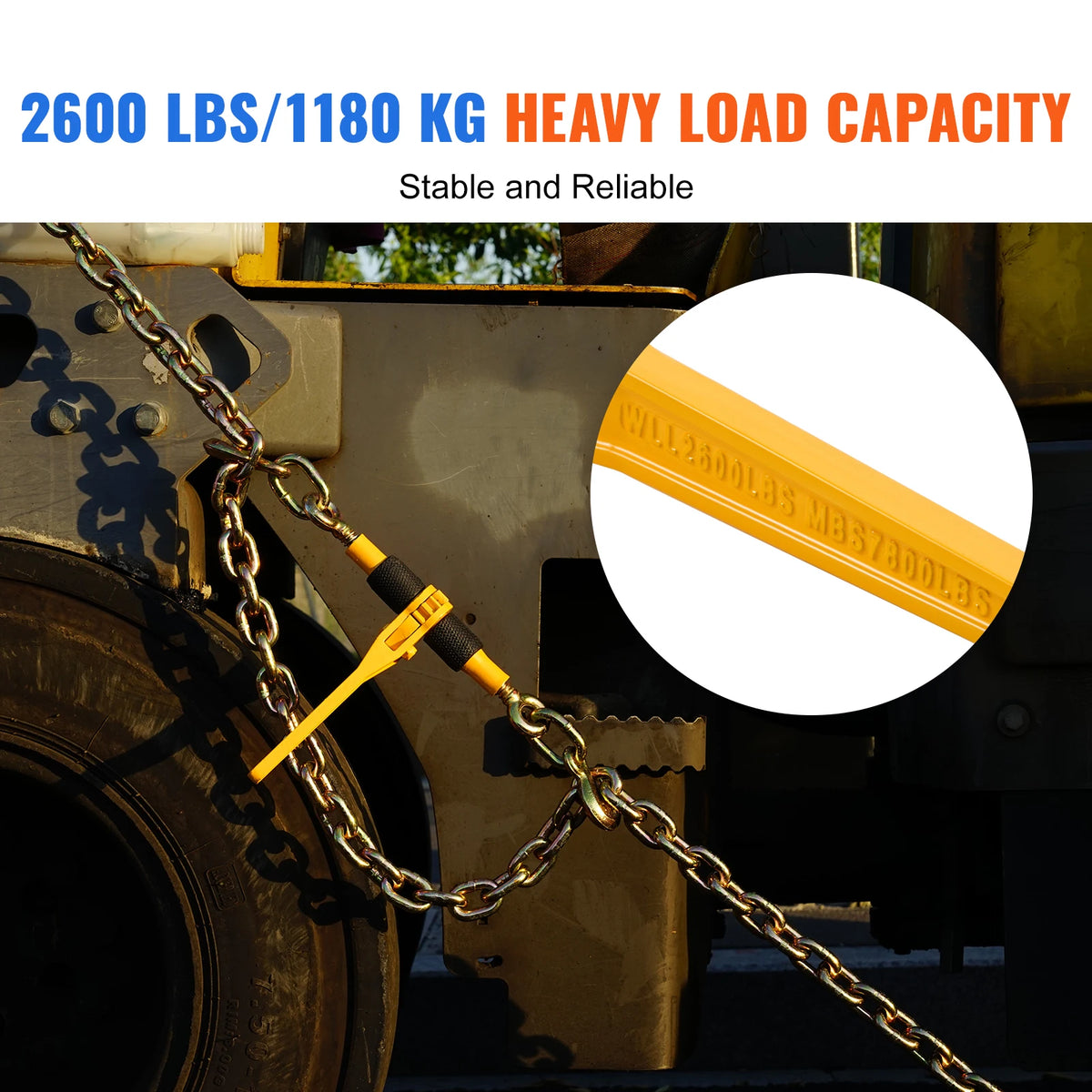 Industrial Ratchet Chain Load Binder With Dual Hooks For Truck Hauling