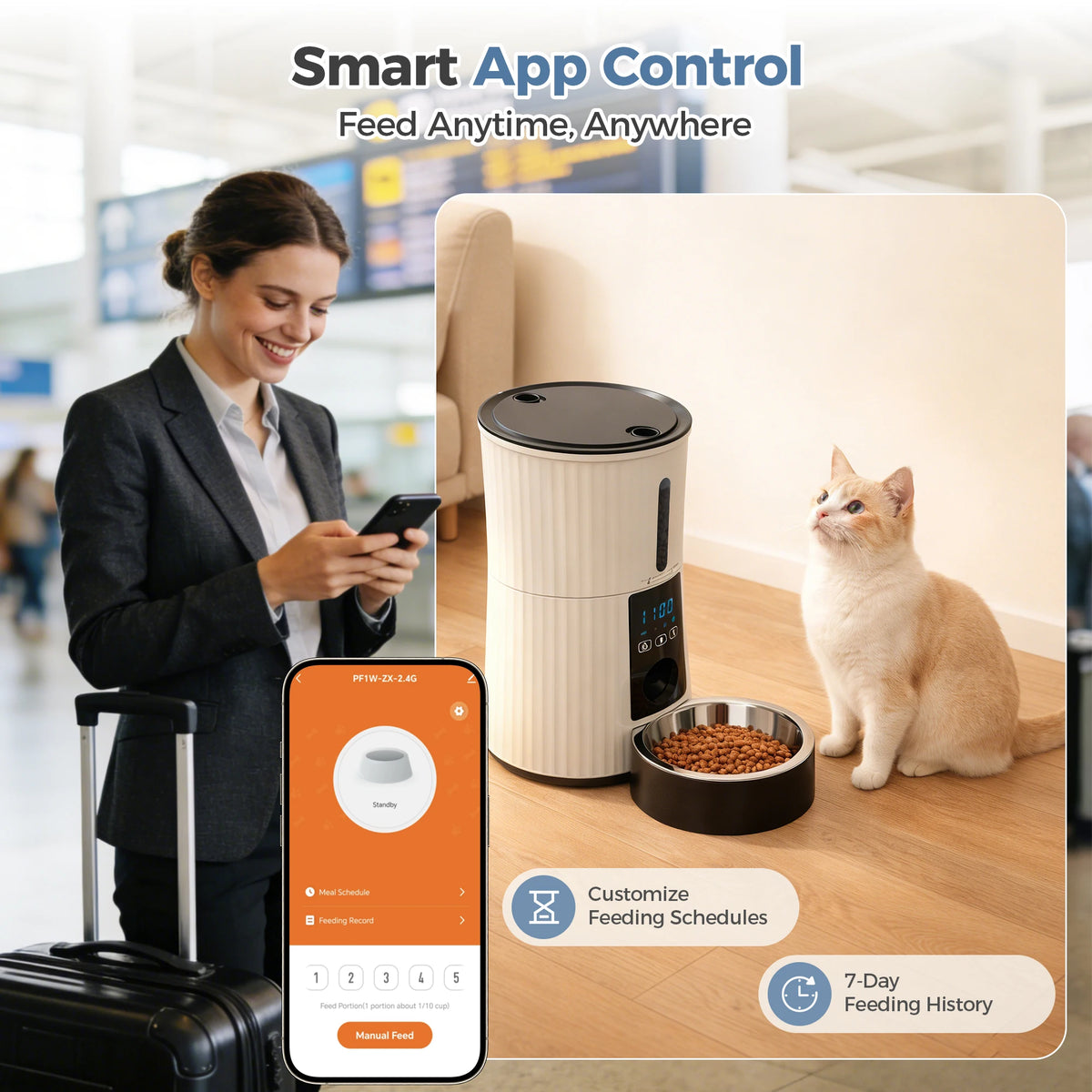 JHK WiFi Automatic Cat Feeder With App Control And Timer