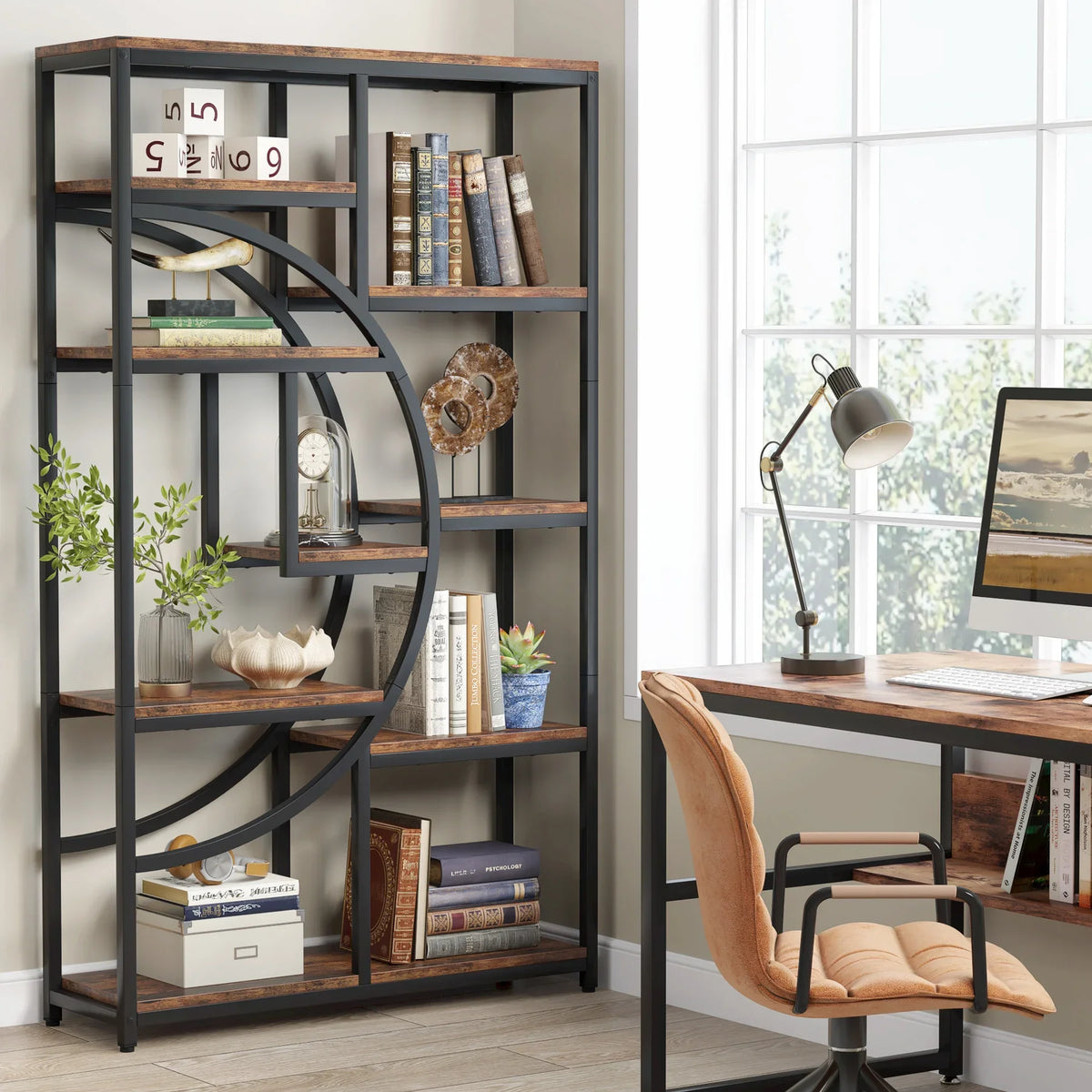 Tribesigns Industrial Etagere Bookshelf Five Tier Display Storage Organizer