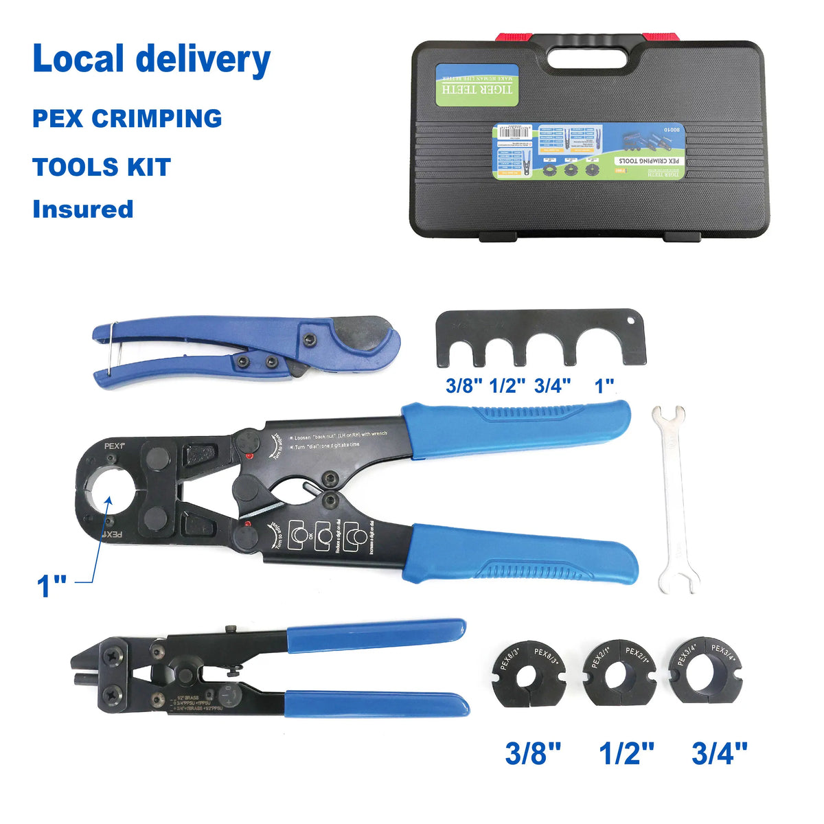 Tiger Teeth PEX Crimping Tools Kit Including Pipe Cutter