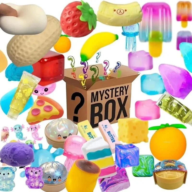 Mystery Surprise Box With Assorted Squishy Fidget Figures for Stress Relief