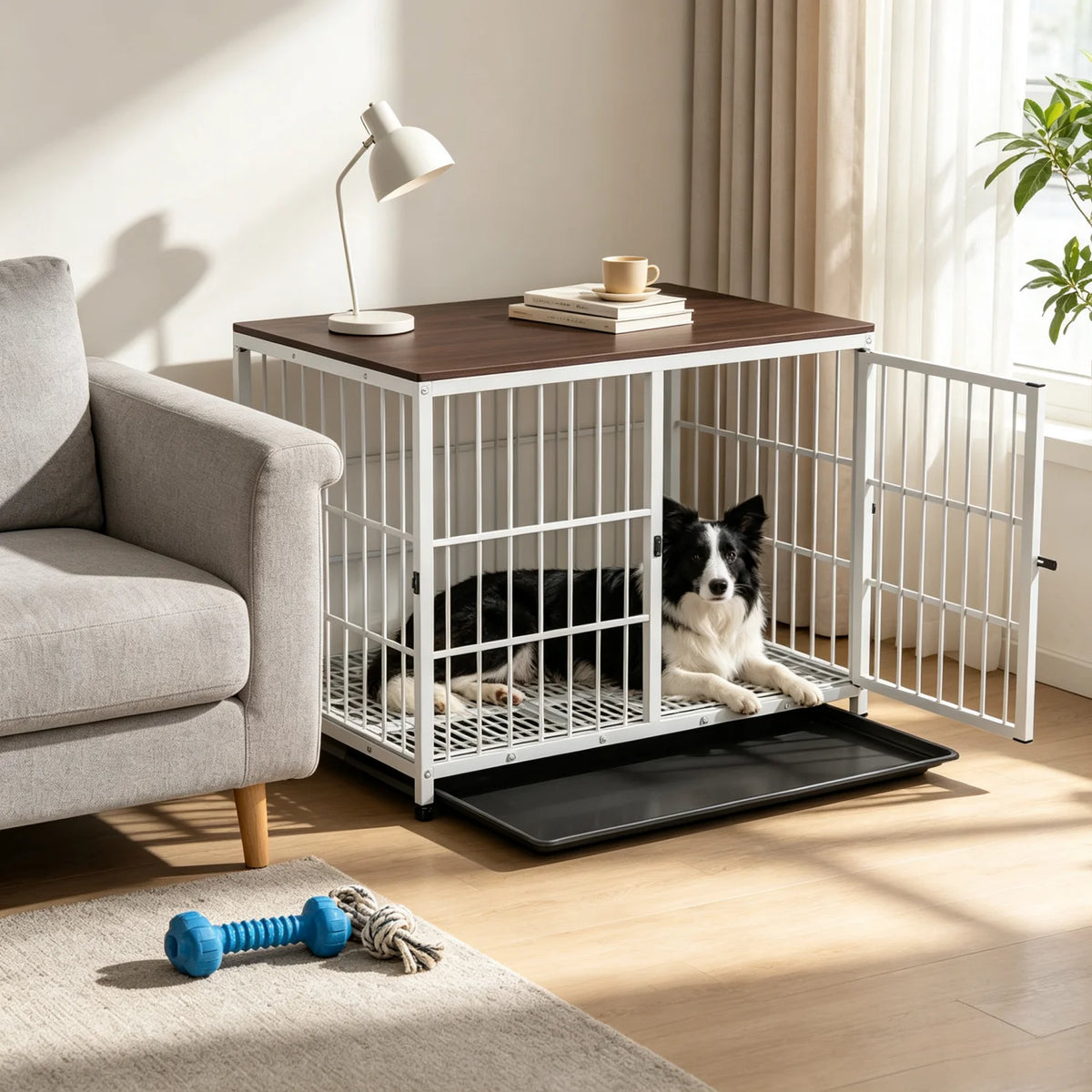 BINGOPAW Wooden Dog Crate Furniture With Metal Frame