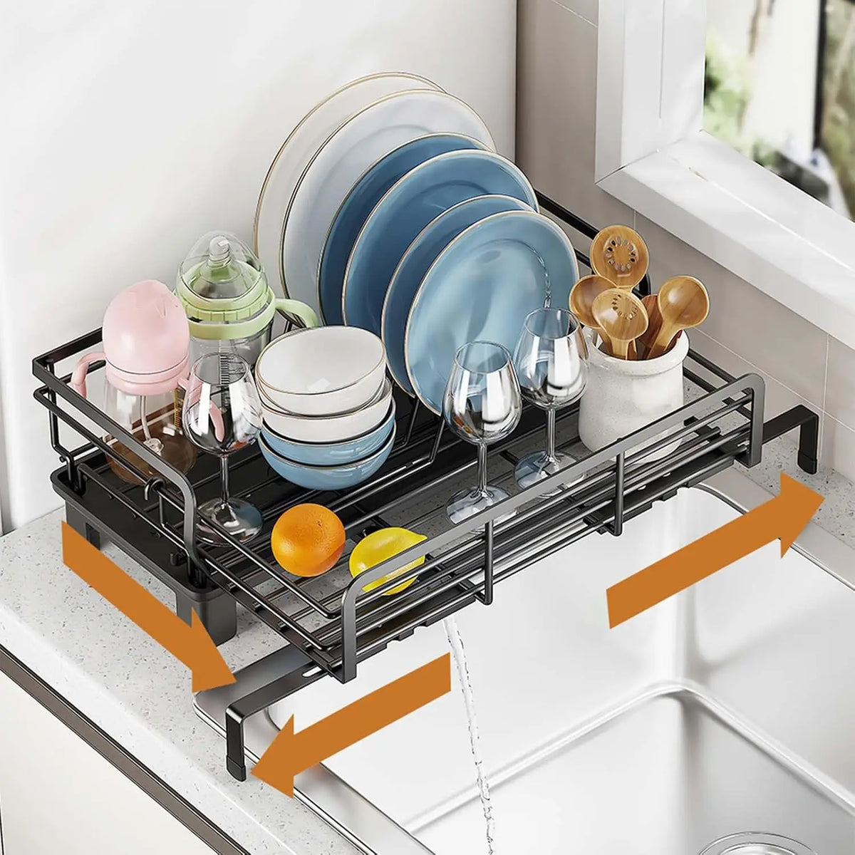 Garvee Two Tier Stainless Steel Dish Rack With Drain Board