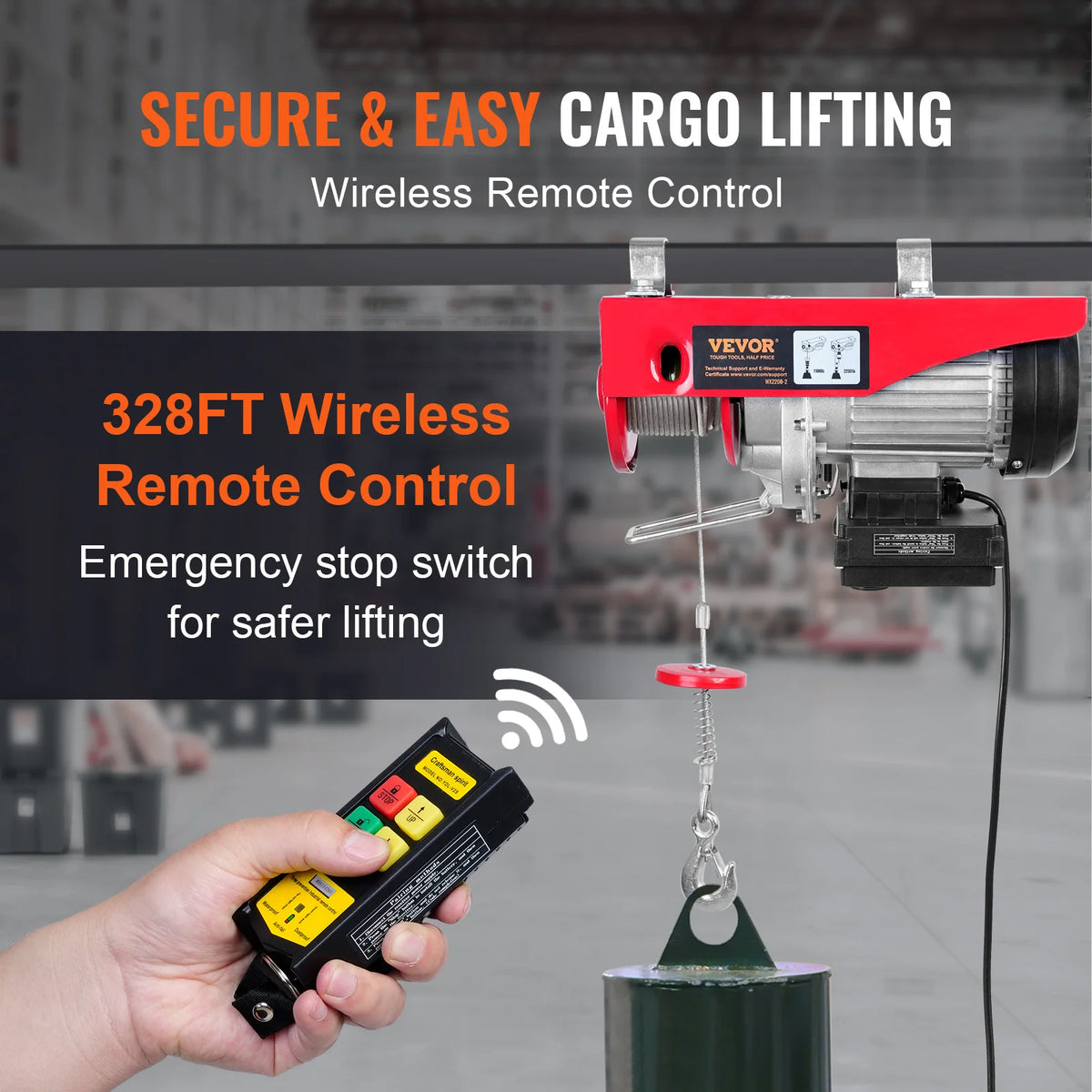 SucceBuy Wireless Electric Hoist for Garage and Warehouse Lifting