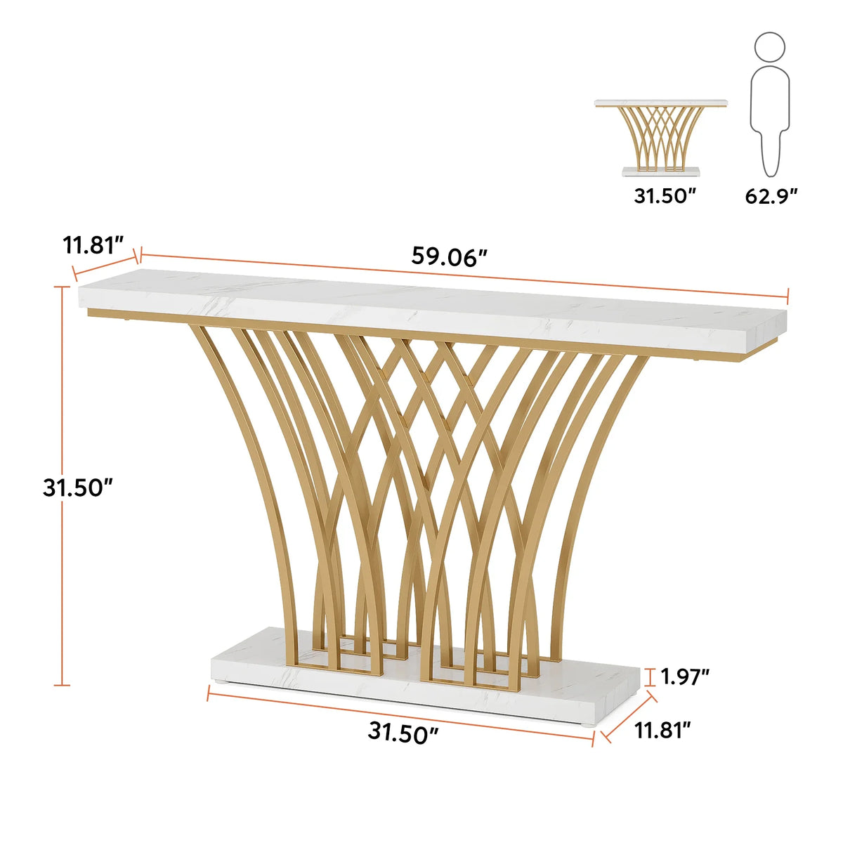 Tribesigns Modern Entryway Console Table With Metal Frame
