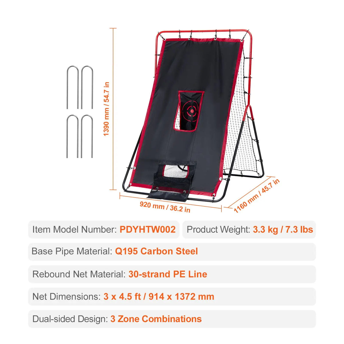 Baseball And Softball Rebounder Net For Pitching And Fielding Practice