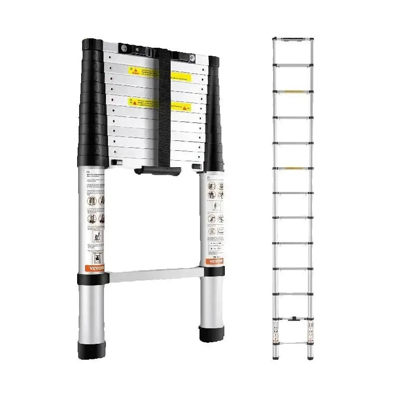 SucceBuy Aluminum Telescoping Ladder With One Button Retraction