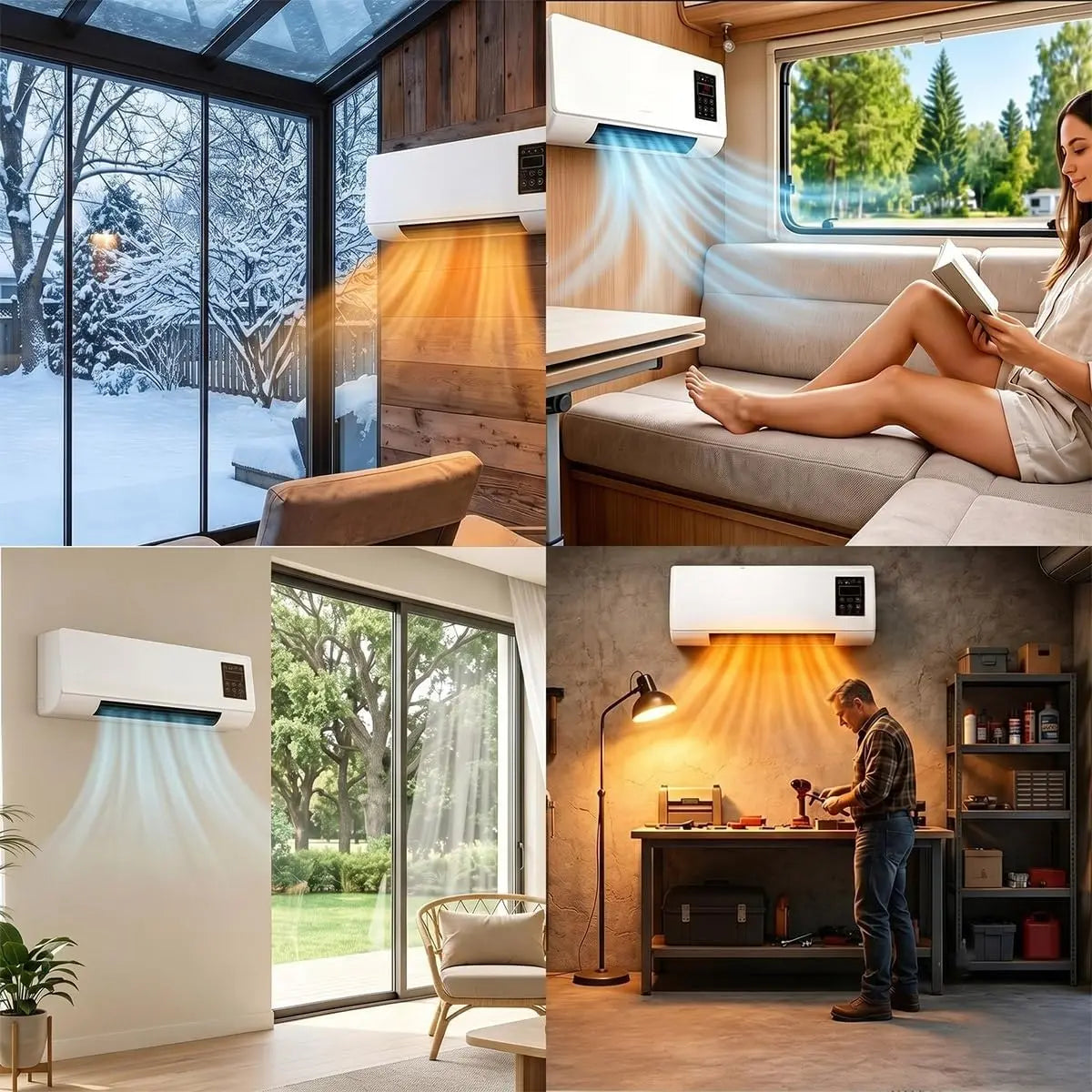 Wall Mounted 2-in-1 Heater And Air Conditioner Fan With Remote