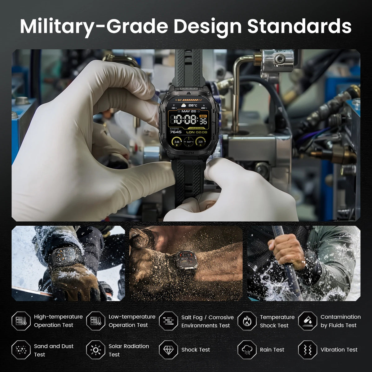 KOSPET Tank M4C GPS Smartwatch With Flashlight And Health Tracking