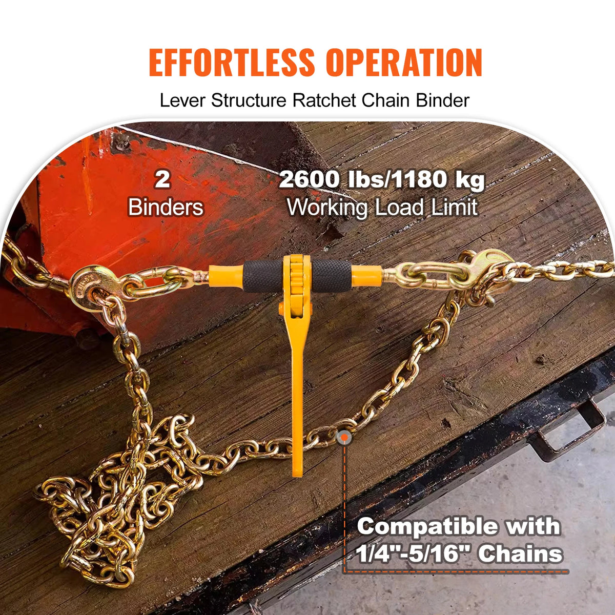 Industrial Ratchet Chain Load Binder With Dual Hooks For Truck Hauling