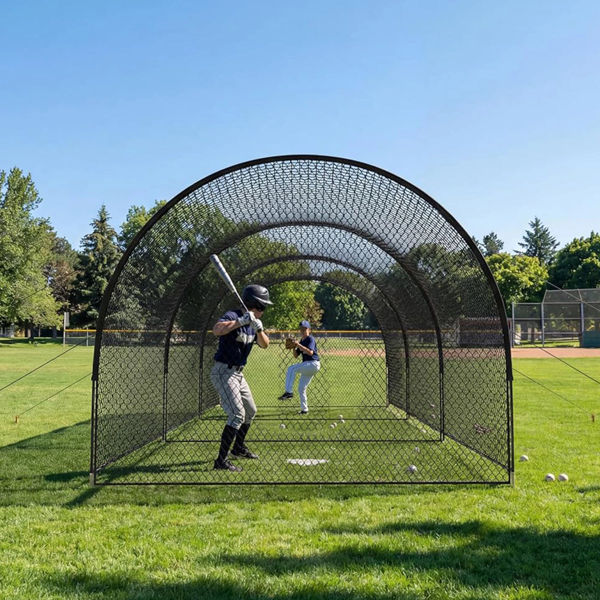 HiMISS Baseball Batting Cage Net With Frame For Backyard Practice