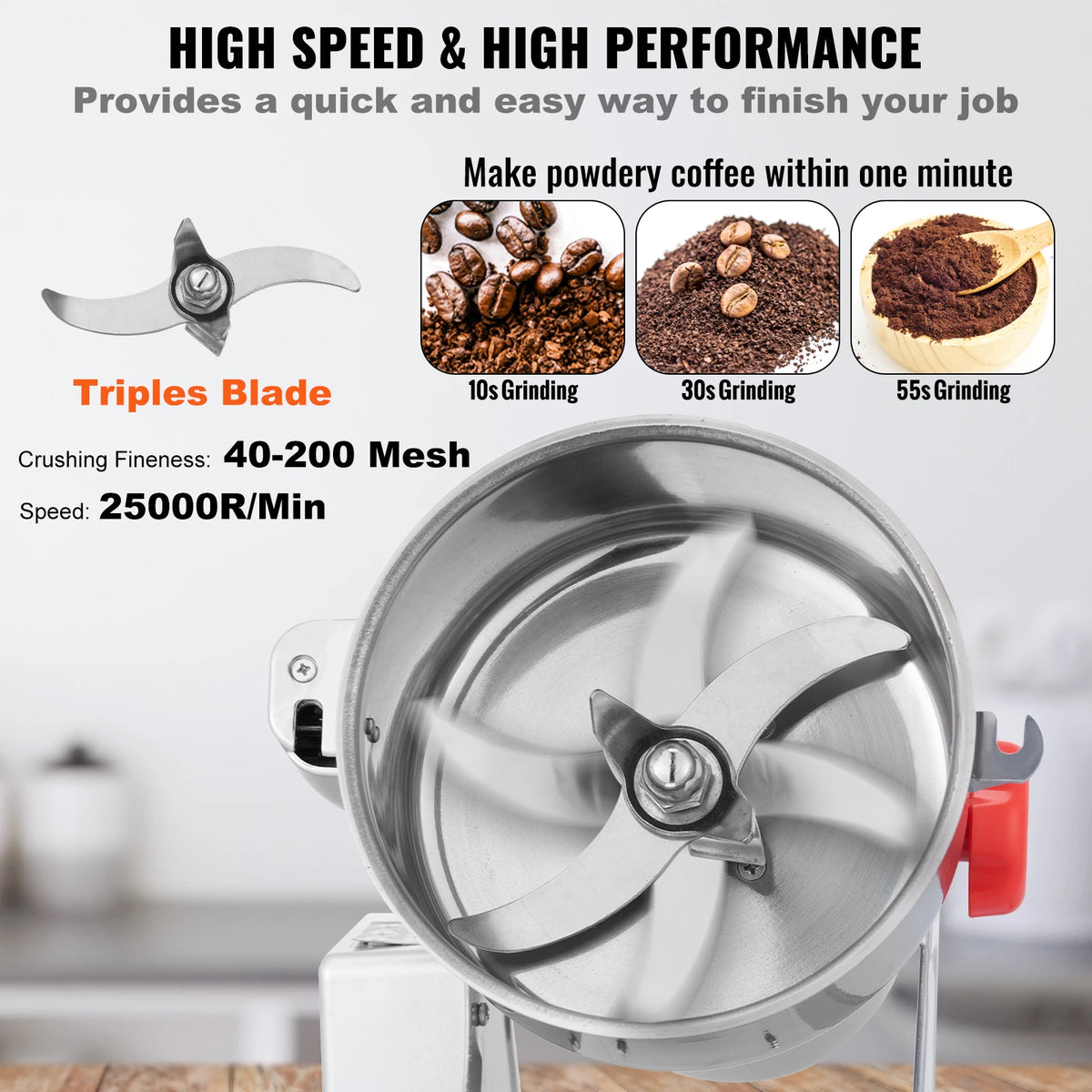SucceBuy Commercial Electric Grain Mill Grinder For Herbs And Grains