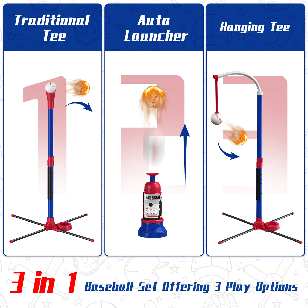 QDRAGON Kids Baseball Training Set With Automatic Pitching Machine