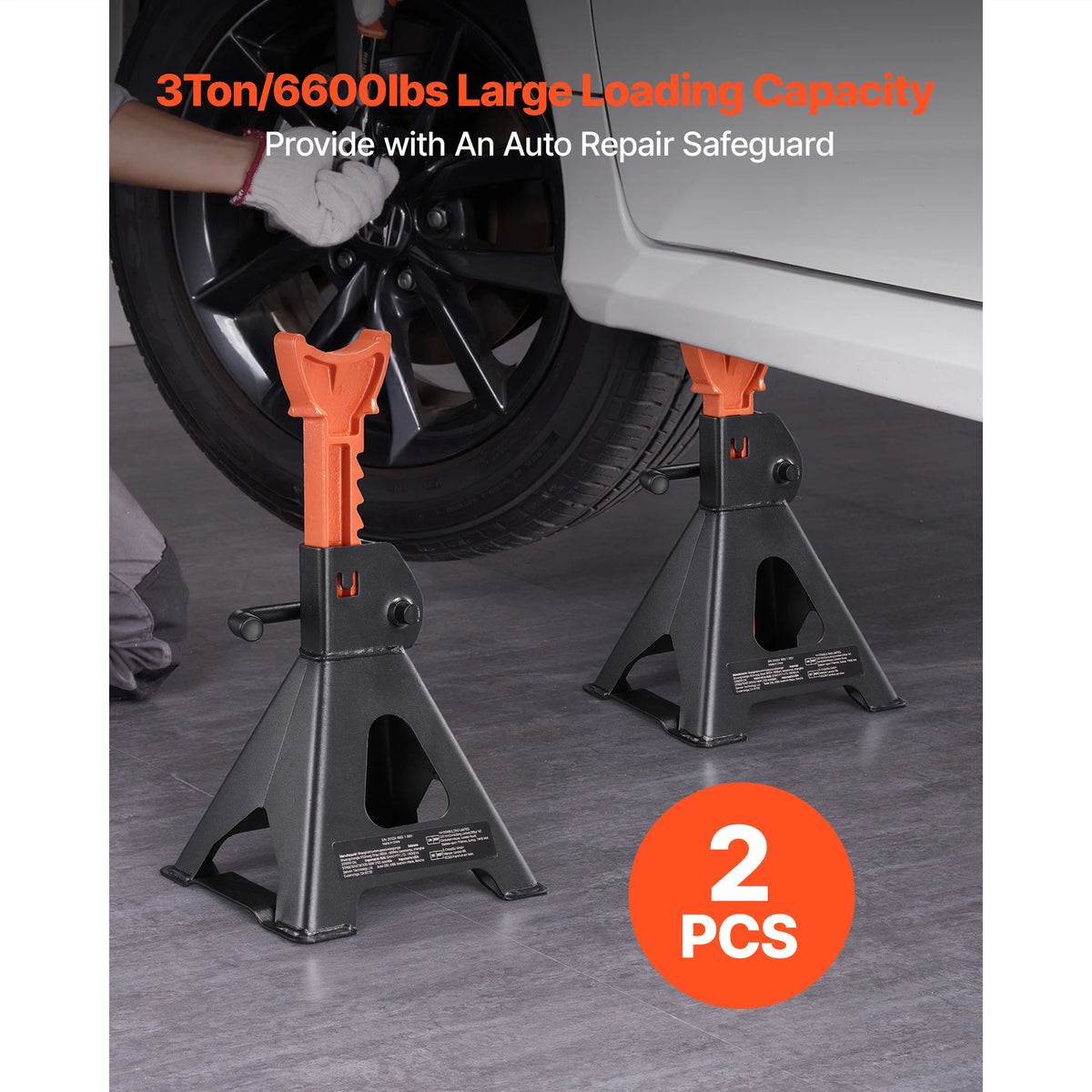 SucceBuy Heavy Duty Steel Jack Stands With Locking Mechanism