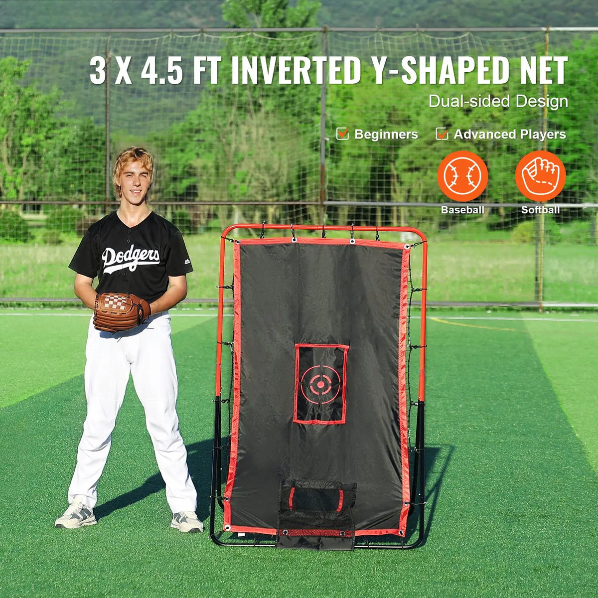 Baseball And Softball Rebounder Net For Pitching And Fielding Practice
