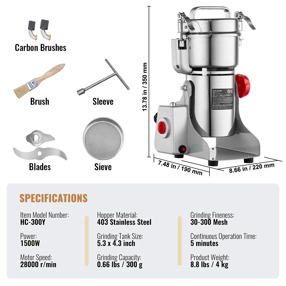 SucceBuy Commercial Electric Grain Mill Grinder For Herbs And Grains