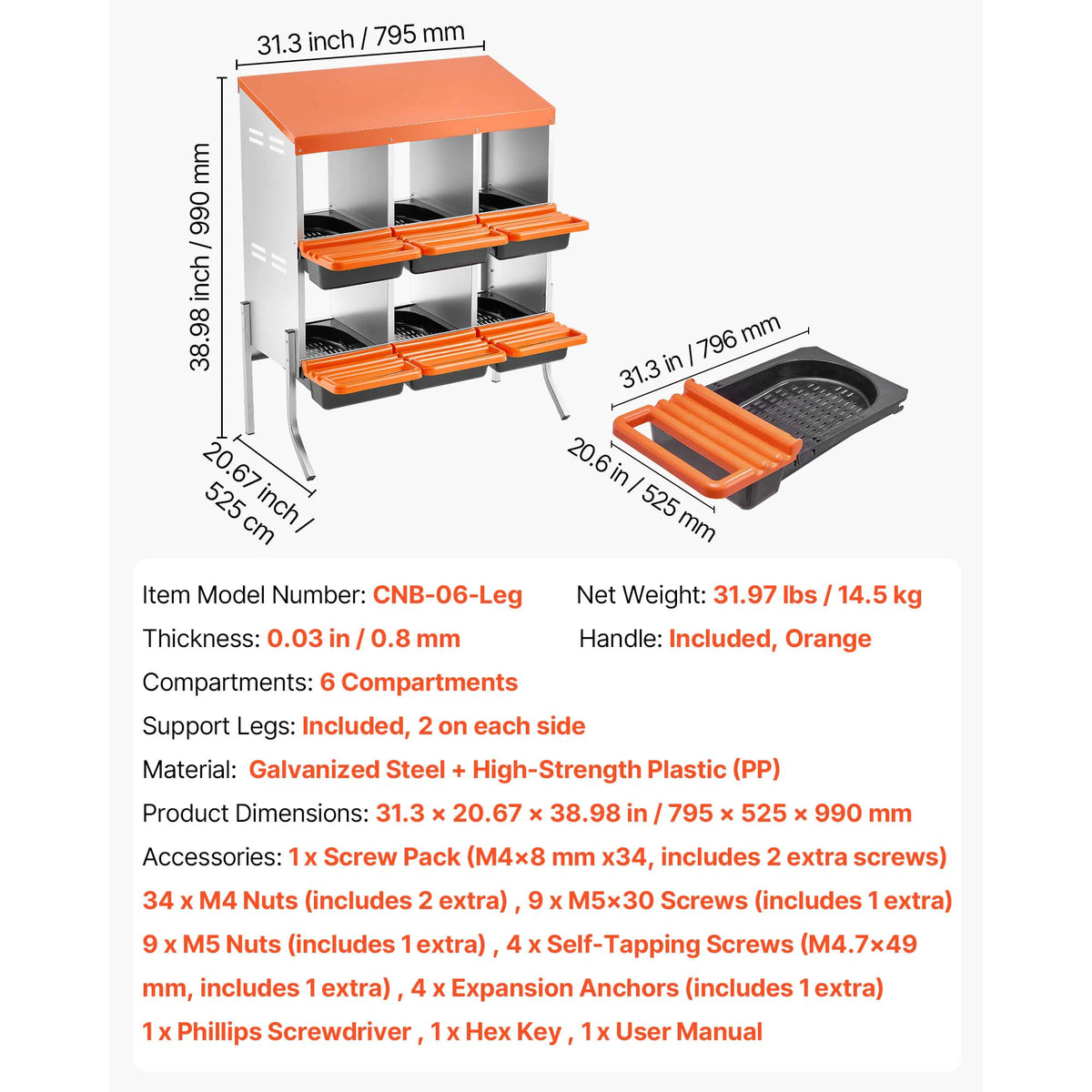 SucceBuy Metal Chicken Nesting Boxes With Roll Out Egg Collection Lids