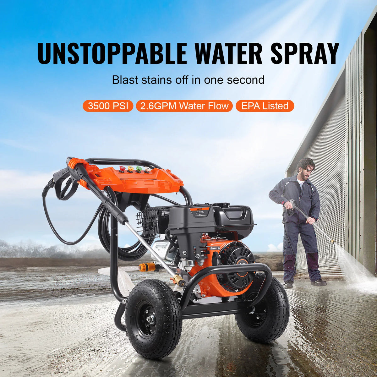 SucceBuy 3500 PSI Gas Pressure Washer With Aluminum Pump