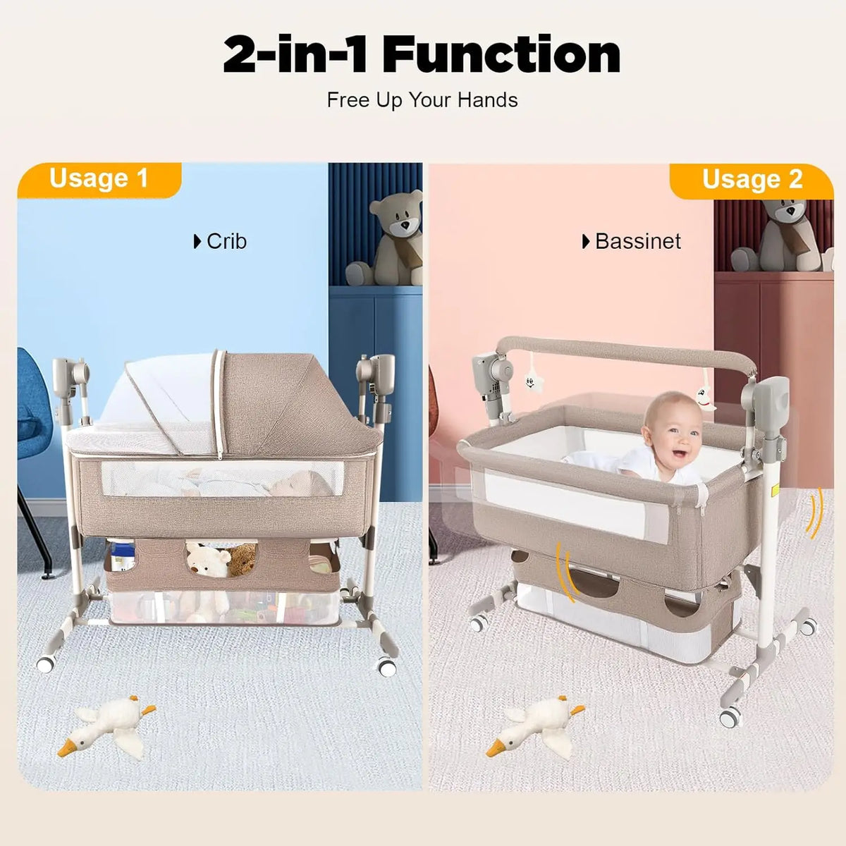 Smart Electric Baby Bassinet With Automatic Rocking and Music Play