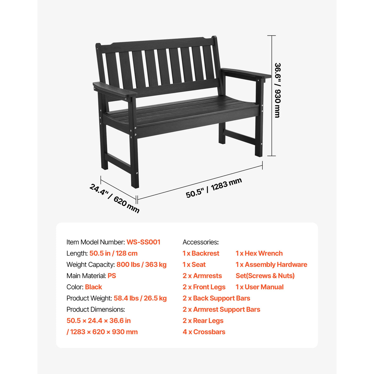 SucceBuy Wooden Outdoor Garden Bench for Patio and Park Furniture