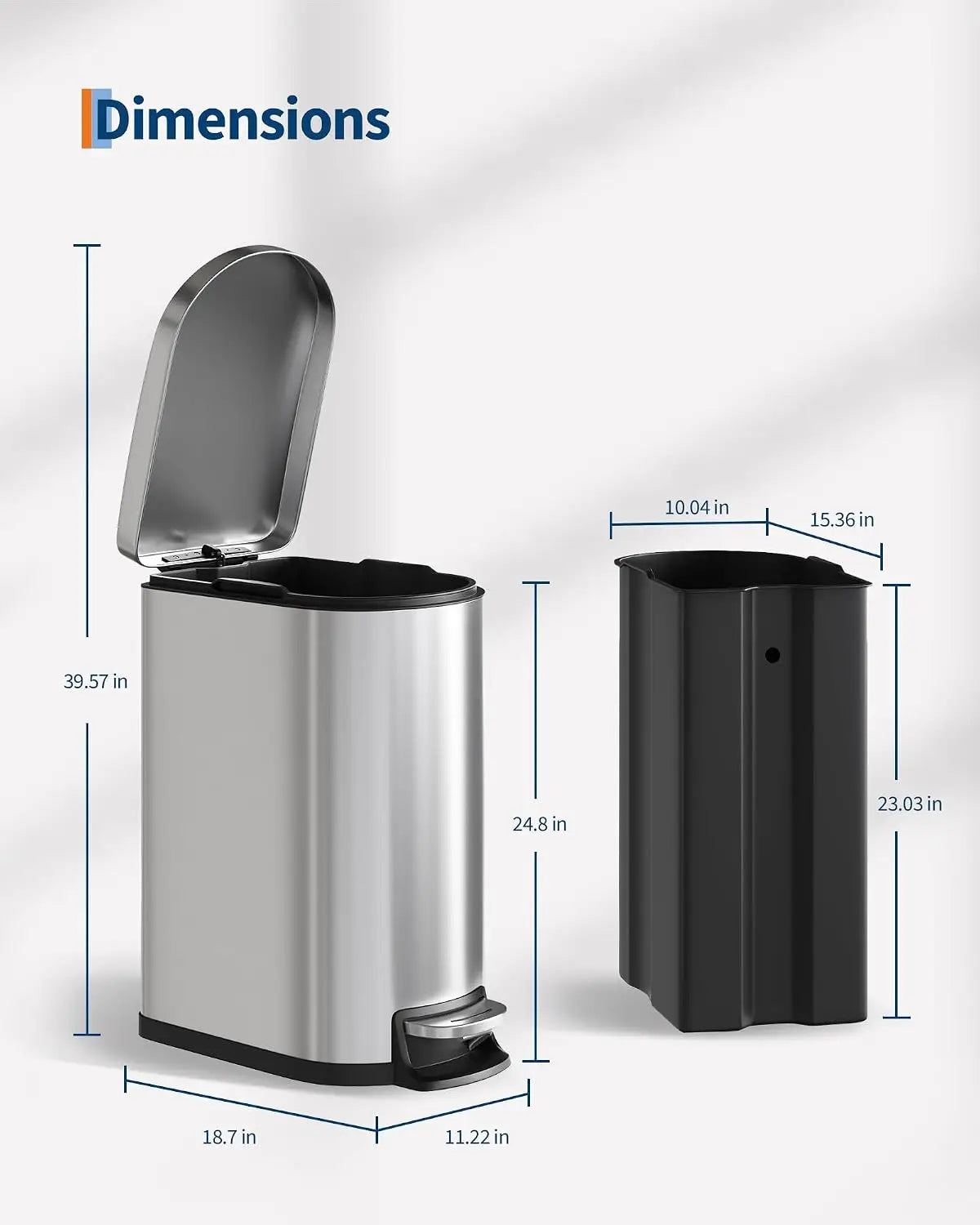 Stainless Steel Pedal Trash Can With Slow Close Lid