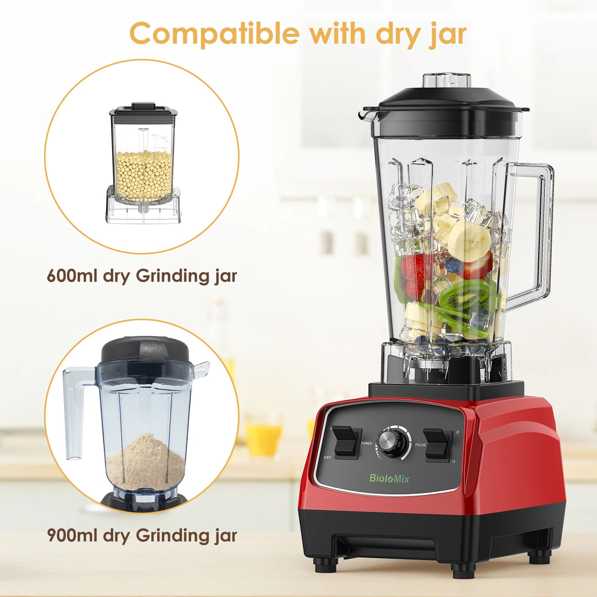 Biolomix 3HP 2200W Heavy Duty Blender for Smoothies and Ice