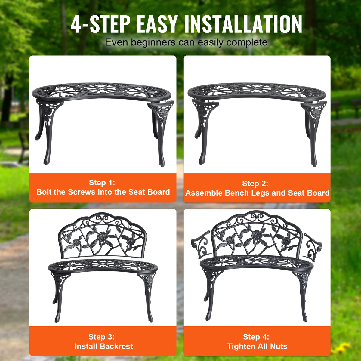 SucceBuy Wooden Outdoor Garden Bench for Patio and Park Furniture